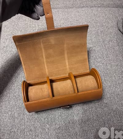 Ralph Lauren Toledo Brown Leather 3 Watch Roll Case