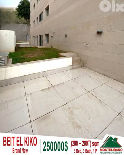 Brand New 200 sqm Apartment For Sale in Beit El Kiko +200 sqm Terrace