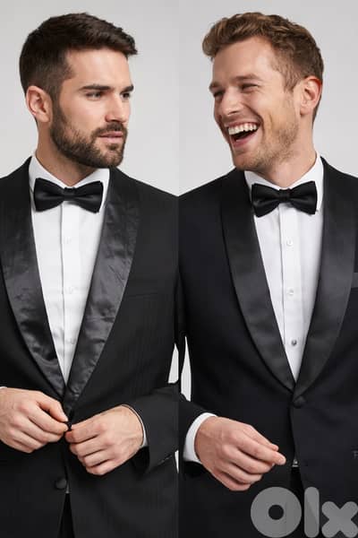 European Men's Black 1 Button Dinner Jacket