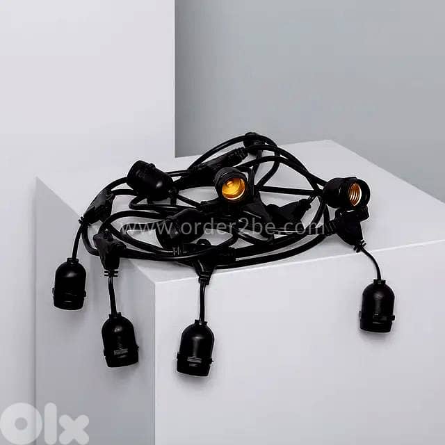 Heavy-Duty E27 Outdoor String Light Cable – Weatherproof & Linkable 12
