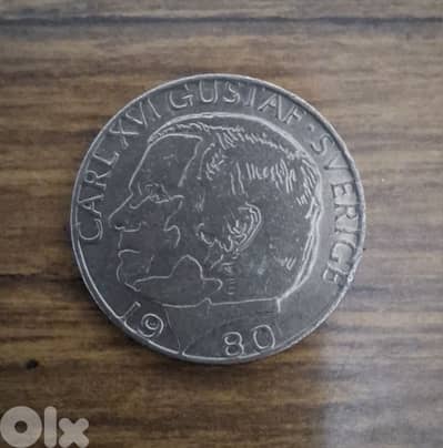 عملة معدنية من فئة 1 كرونة سويدية  1980