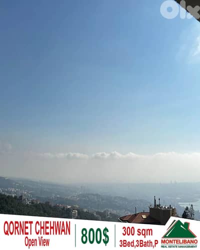 300 sqm Apartment For Rent in Qornet Chehwan قرنة شهوان with Open View