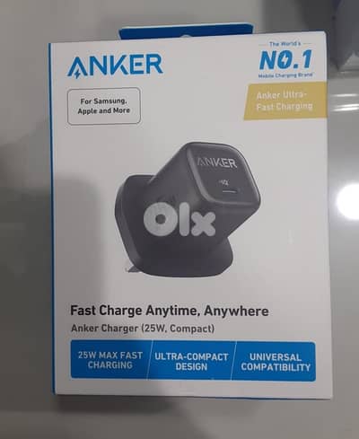 Anker charger 25w compact 3pin black
