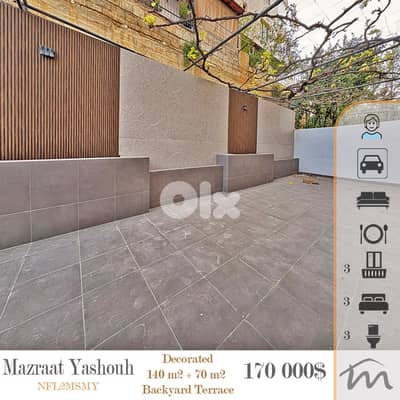 Mazraat Yashouh | Signature | Decorated 3 Bedrooms Apt + 60m² Terrace