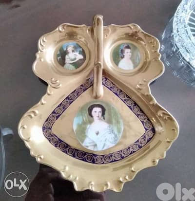 Antique Vienna porcelain tray with hand painted miniatures
