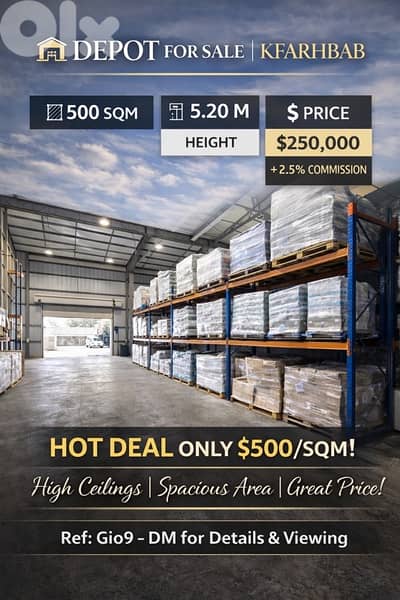 HOT DEAL| Warehouse for sale Kfarhbab