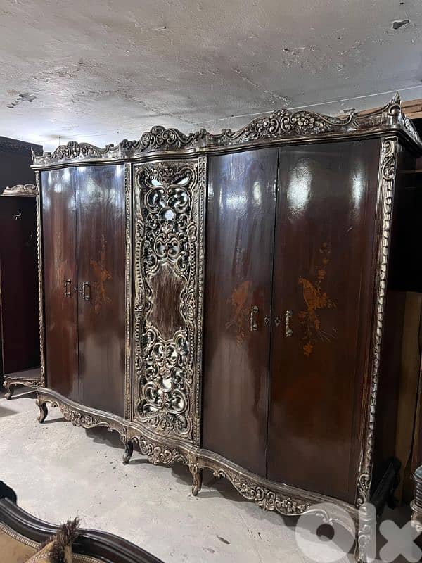 اوضة نوم تختين حفر خشب زان انتيك قديمة 3