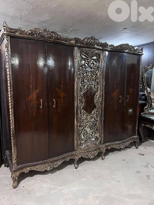 اوضة نوم تختين حفر خشب زان انتيك قديمة 7