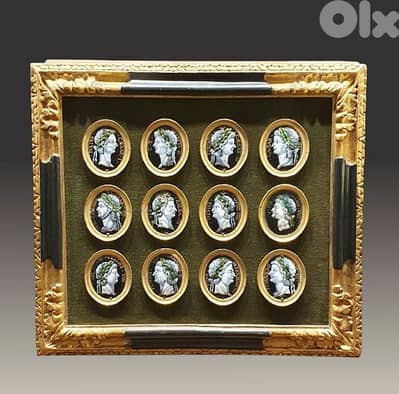 A Set of Twelve Grisaille Limoges Enamel Medallions