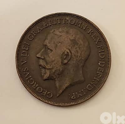 England 1918 King George V large bronze penny coin