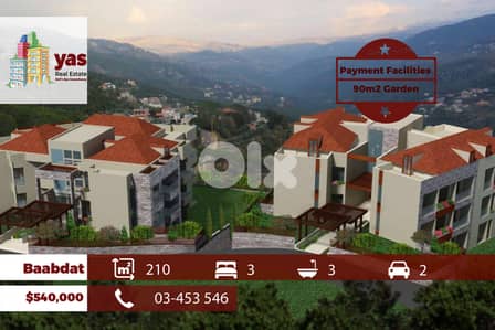 Baabdat 210m2 | 90m2 Garden | Payment Facilities | Mountain View | TCH