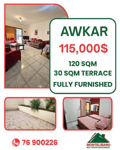 120 sqm Apartment For Sale in Awkar عوكر with 30 sqm Terrace
