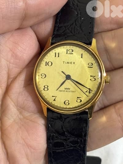 Vintage 1983 Timex Marlin Mechanical•Rare Linen Dial•Gold Tone•Working
