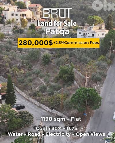 1190 sqm Land for sale in Fatqa Adma Keserwan
