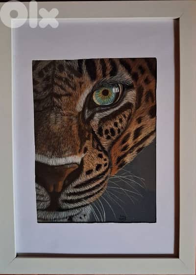 tiger pastel painting لوحة نمر رسم يدوي بالباستال