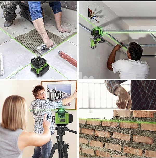 Rotary Laser Level Green 4 x 360°,Self Levelling 16 Green Cross Line 6
