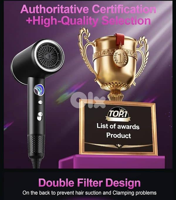 TISOUTEC Professional Ionic Hair Dryer+Powerful AC Motor 2400W 7