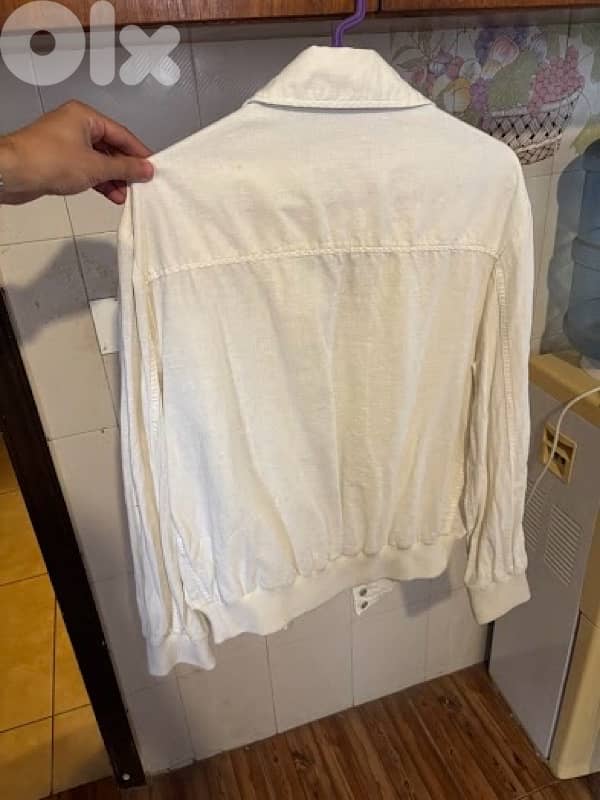 Vintage Versace Sport White Linen Bomber Jacket - L/XL - Made in Italy 2
