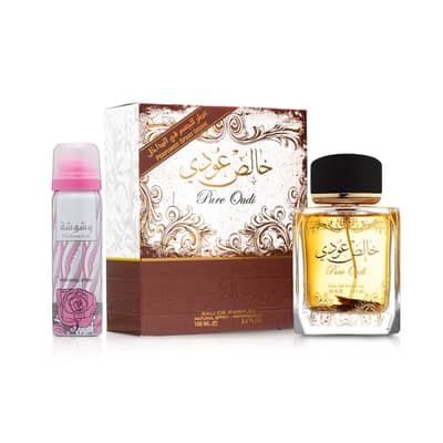 Lattafa Pure Oudi Eau De Parfum 100 mL + Deodorant 50 mL – Unisex