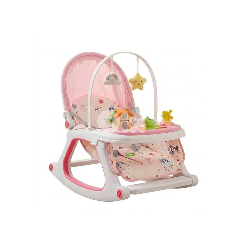 3-in-1 Baby Rocker & Feeding Chair With Wheels-كرسي هزاز وطعام للأطفال 5