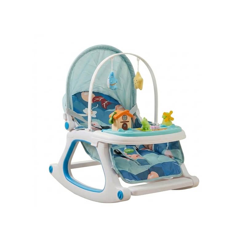 3-in-1 Baby Rocker & Feeding Chair With Wheels-كرسي هزاز وطعام للأطفال 6