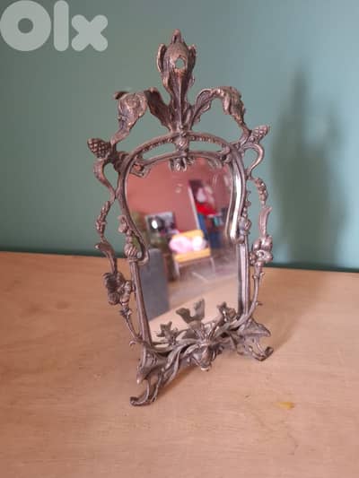 vintage ornate cast brass vanity mirror