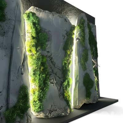 Concrete wall panels with real moss