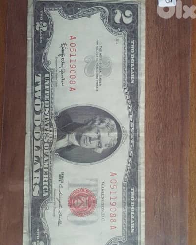 rare 2 dollar bill mark red section A 1963