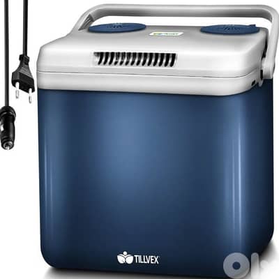 tillvex Electric Cooler 32L Blue/Black Mini Fridge 230V & 12V for Cars