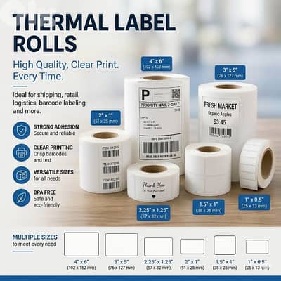thermal labels for barcodes printing