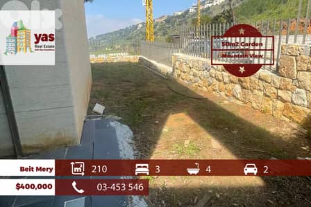 Beit Mery 210m2 | 50m2 Garden | Prime Location | Mountain View | TCH