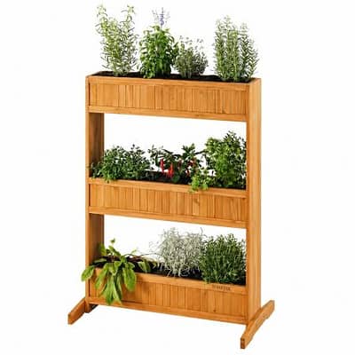 Parkside Wooden 3-Level Raised Planter L 70 x H 115 x W 40.5 CM