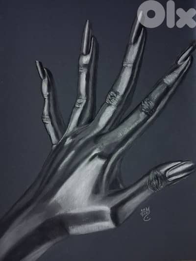 metallic hand dry pastel painting لوحة رسم بالباستال