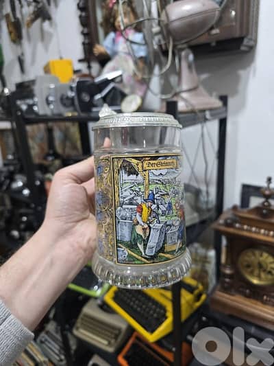Vintage Crystal beer stein mug