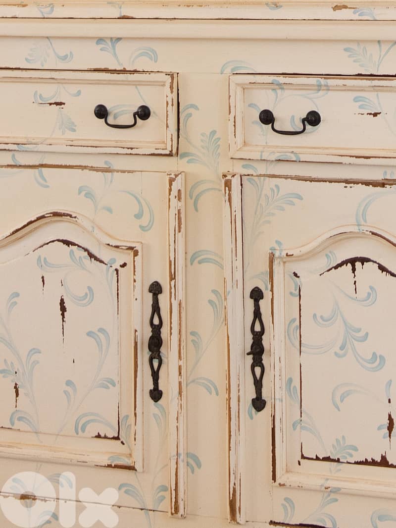 10-Piece French Country Dining Set: Large Cabinet, Table & 8 Chairs 6