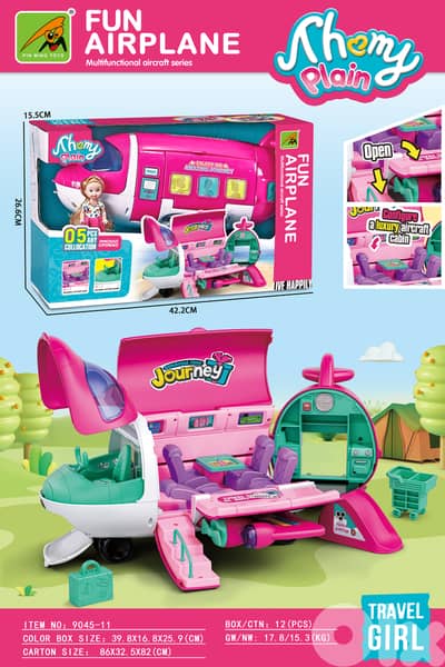 ArtCreativity Pink Storage Airplane Playset for Girls