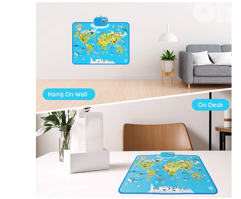 World Map Electronic Poster Talking Animals Continents 8