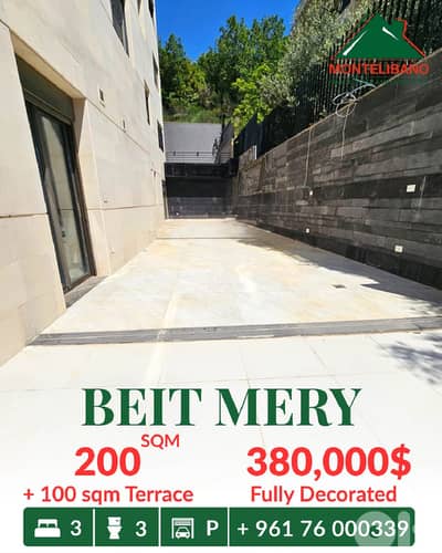 200 sqm Apartment For Sale in Beit Mery بيت مري with 100 sqm Terrace