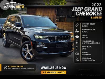 2023 JEEP GRAND CHEROKEE LIMITED   Black On Black  Low Miles TOP CAR!!