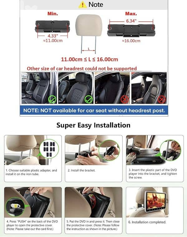 10.1 Inch Car Headrest Mount Monitor DVD Player-Dual Audio Video HDMI 8