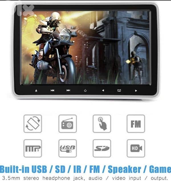 10.1 Inch Car Headrest Mount Monitor DVD Player-Dual Audio Video HDMI 13