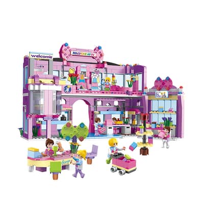 COGO Girls Mini Block Shopping Mall Toy Set for Kids 810 Pcs-طقم مركز
