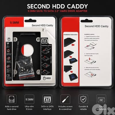 Second HDD Caddy – 9.5MM SATA to SATA Adapter