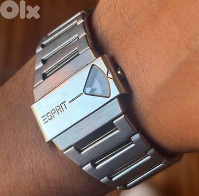 Vintage Authentic ESPRIT 805 Jump Hour Watch-Rare Retro with Box-Steel