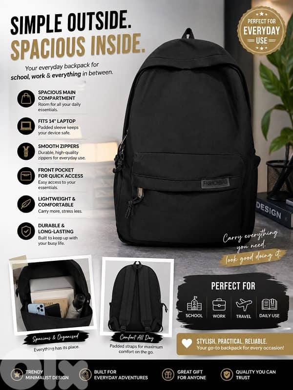 black backpack شنطة. 1