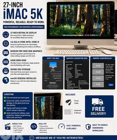 Apple iMac 27” Retina 5K (2019) – Core i9 / 64GB RAM / Radeon Pro 580X