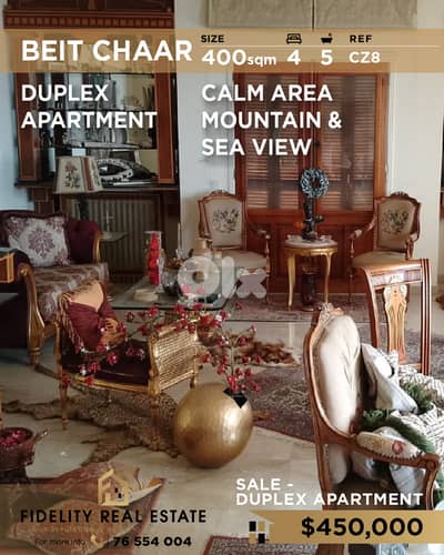 Apartment duplex sale Beit EL Chaar CZ8 شقة  للبيع في بيت الشعار