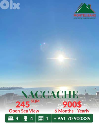 245 sqm Apartment For Rent in Naccache نقاش with Open Sea View