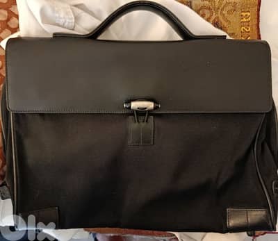 Montblanc Black Fabric and Leather Double Gusset Nightflight Briefcase