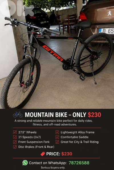 GITIMA Mountain Bike – Like New – ONLY $230